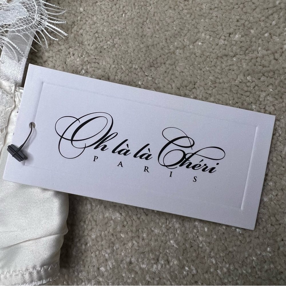 Oh La La Cherie Lingerie bra top eyelash lace white padded cropped‎ sexy L - Picture 5 of 11